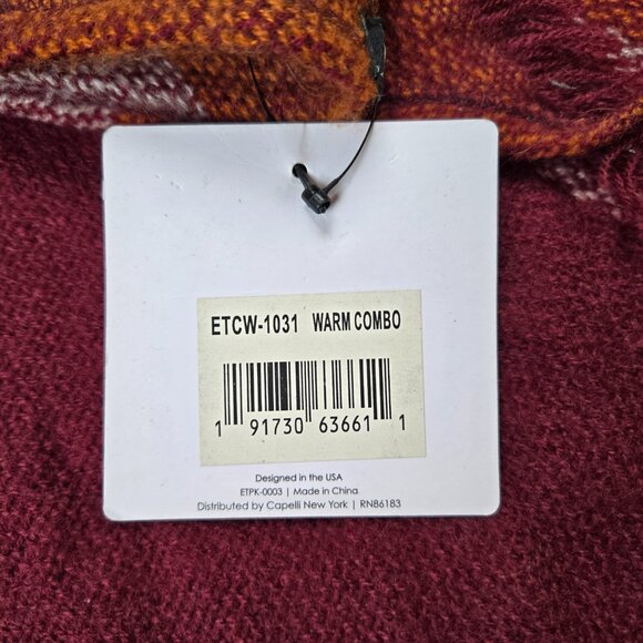 NWT Ellen Tracey Scarf Maroon Orange Triangle Scarf - Picture 3 of 6